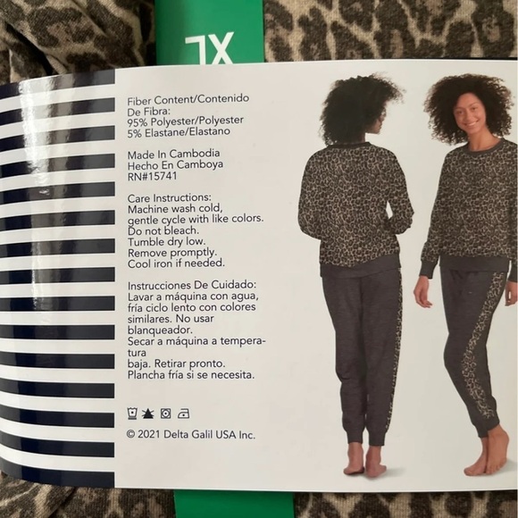 (NWT) Splendid Gray Cheetah leopard Print Ladies' 2-piece Pajama Set, XL - Picture 6 of 8